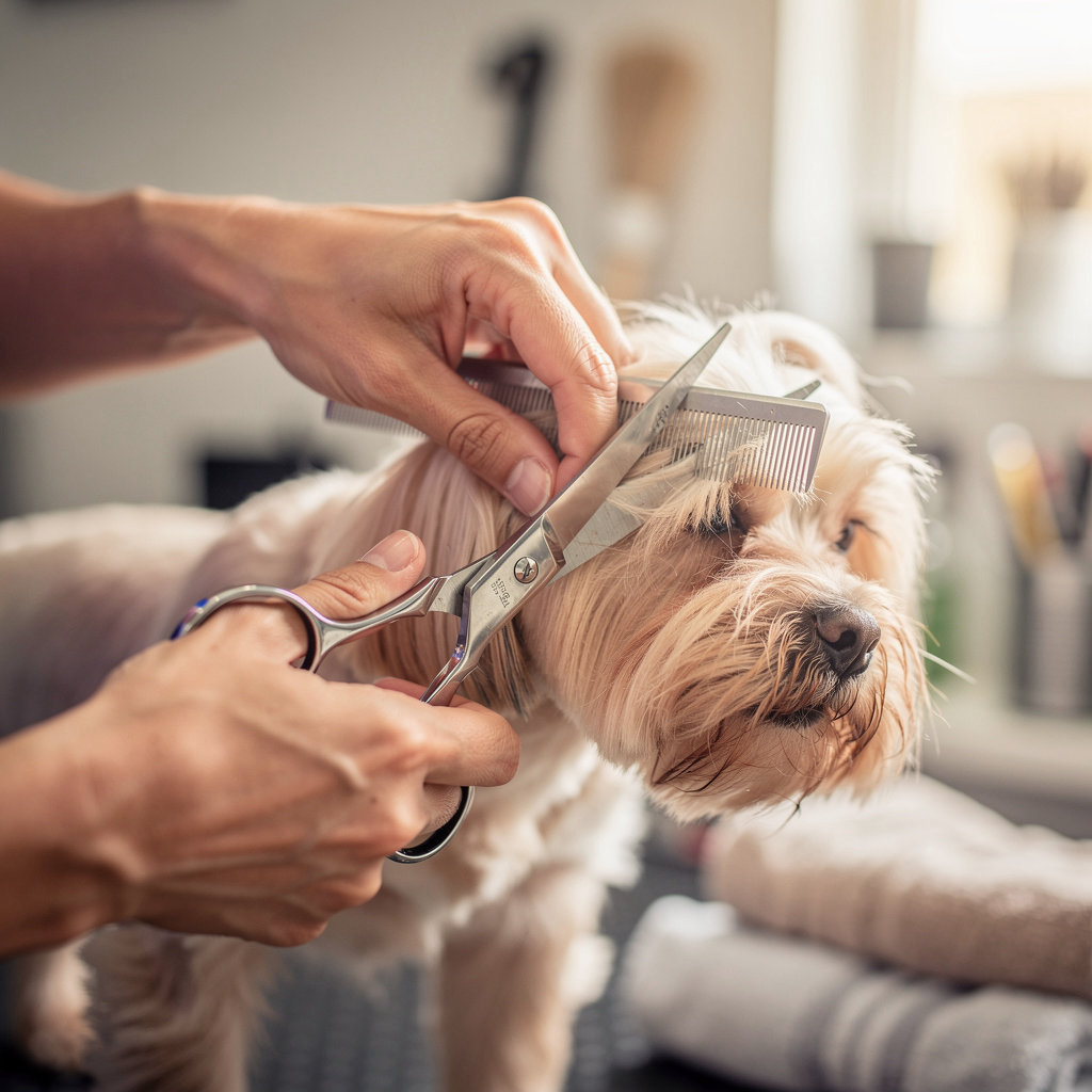 Omar's Grooming professional providing gentle dog grooming services in Santa Barbara